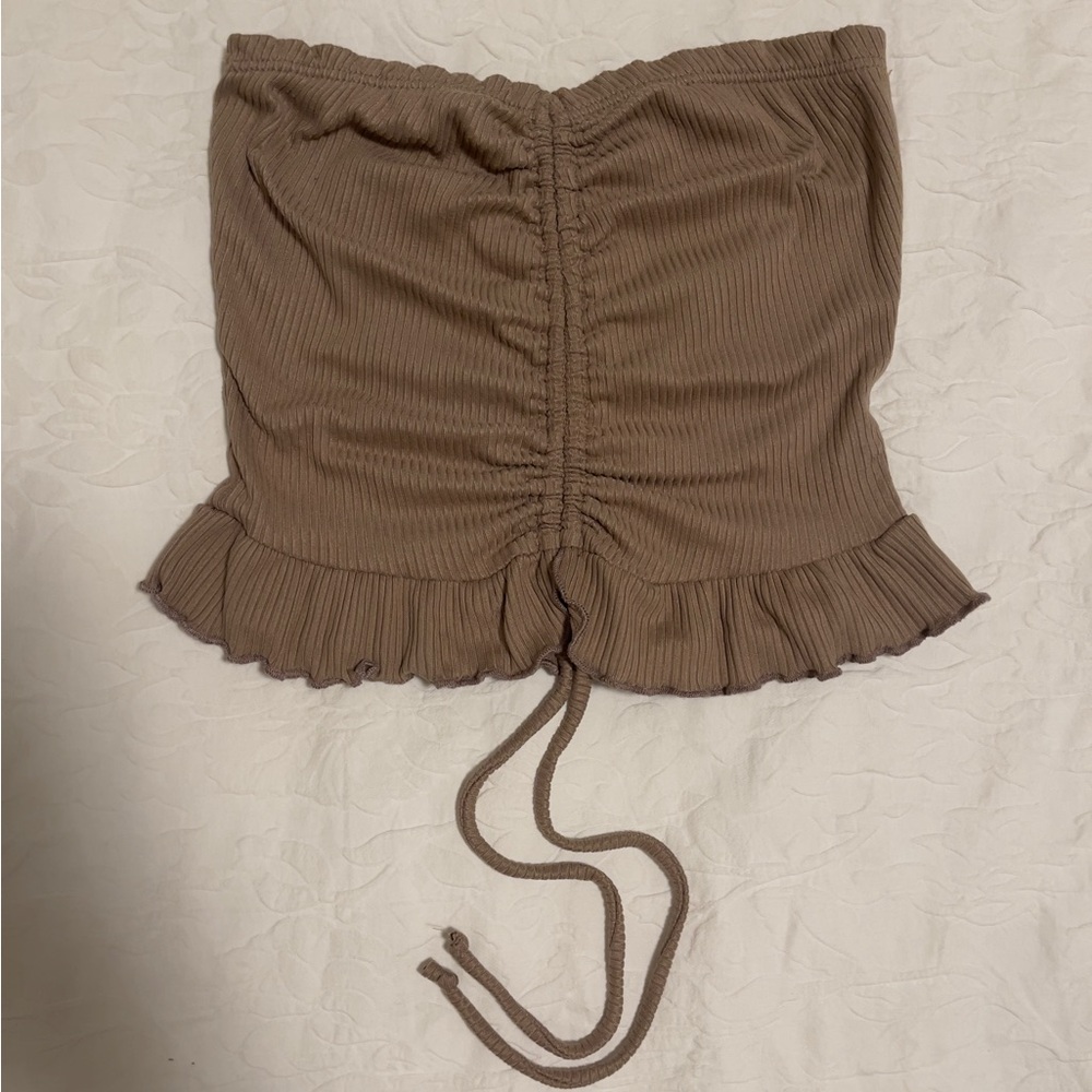 Forever 21 Tan Ruched tube top